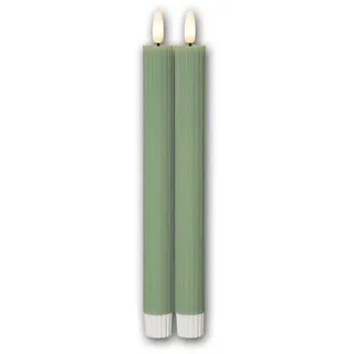 world-trading-net - 4er Set LED Stabkerzen "STRIPE", Höhe 25cm, Durchmesser 2,1cm, Farbe grün, Batteriebetrieb, Timer