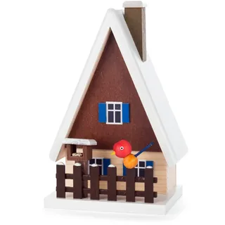 Rauchhaus mit Vogelhaus bunt Erzgebirge