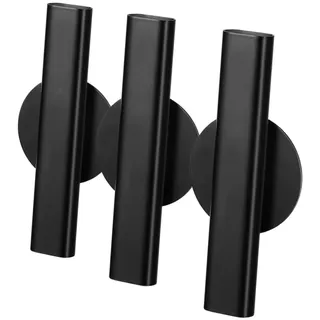 Wandvase aus Metall 3 Stück für Trockenblumen Schwarz | Kaliber 3x1,5 Cm, Nordischer Stil mit Klebemontage ohne Bohren, für Schlafzimmer und Wohnzimmer