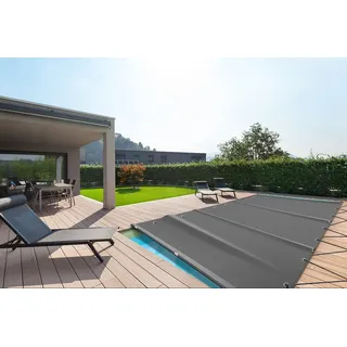SafeDeluxe Pool-Abdeckplane Poolplane Rollschutzabdeckung Stangenabdeckung Sicherheitsabdeckung (ohne Stangen) grau 3,5m x 7,5m