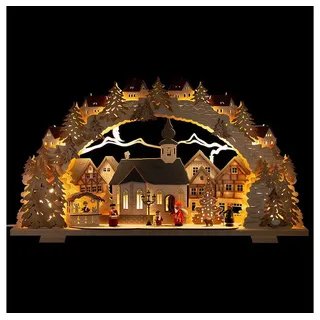 Tietze Erzgebirgsdesign Schwibbogen Schwibbogen Adventszeit mit beleuchteter Kirche (70x41cm) von Tietze E