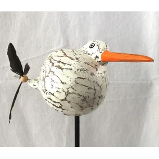dekoundmeer Gartenstecker Möwe Erna mit Propeller aus Holz und Federn 106 cm Höhe Handarbeit