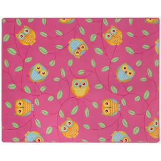 Happy Owls Teppich Eulen Kinderteppich Eule Spielteppich 133 x 170 cm pink