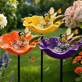 Metall-gartenstecker: Handgefertigte, Immerblühende Blüten – Vogeltränke Für Bestäuber Und Gartenliebhaber