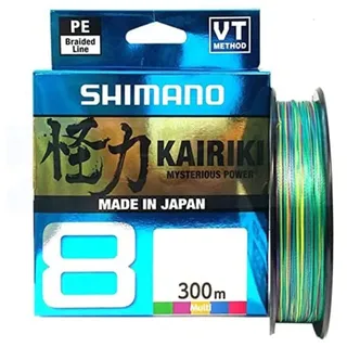 Shimano Schnur Kairiki 8, 300 m, 0,215 mm, 20,8 kg, Mehrfarbig