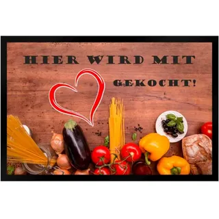Ladreas Fußmatte Schmutzfangmatte Hier wird mit Herz gekocht F798, 75x50 braun 75x50 | 50 cm x 75 cm
