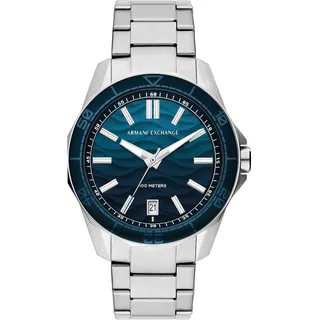 Armani Exchange Herrenuhr, Dreizeiger-Datumswerk, Edelstahluhr mit 44 mm Gehäusegröße