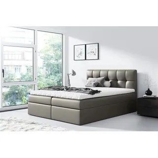 Fun Möbel Boxspringbett Schlafzimmerbett CARMEN 180x220cm Kunstleder Grau - Grau