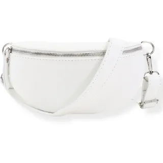 Blade Bauchtasche Echtleder, stylisch Umhängetasche, Hüfttasche für Damen, Hochwertige Schultertasche mit Reißverschluss, Crossbody Bag, Handtasche, Gürteltasche (WEIß)
