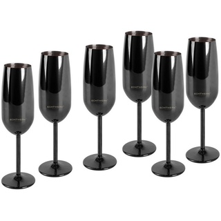 Echtwerk Gläserset, Schwarz, Metall, 6-teilig, 250 ml, 22.5 cm, Essen & Trinken, Gläser, Gläser-Sets