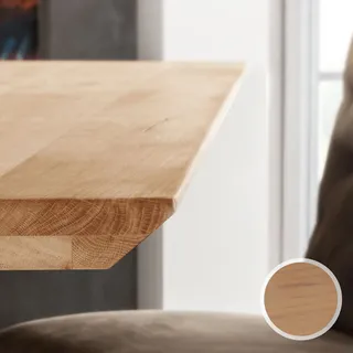 Massivholz »Tabula Rasa« Tischplatte Schweizer Kante 4 cm / aufgedoppelt / 180x100 cm / Wildeiche White-wash