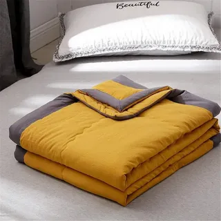 FANSU Tagesdecke Bettüberwurf Steppdecke Mikrofaser Doppelbett Einselbetten Gesteppt Bettwäsche Sofaüberwurf Wohndecke Bettdecke Stepp Gesteppter Quilt (Gelb,200x220cm)