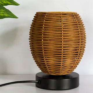 Osasy Tischlampe Kleine Rattan-Nachttischlampe mit Korbgeflecht-Schirm für Schlafzimmer Nachttischlampen,Schreibtischlampen (Glühbirne nicht enthalten)