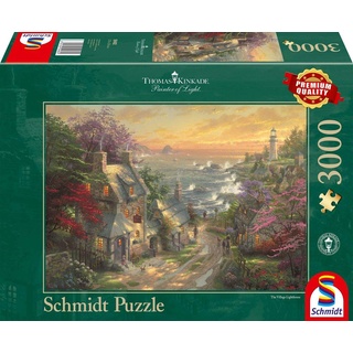 Schmidt Spiele 59482 Thomas Kinkade, Dörfchen am Leuchtturm, 3000 Teile Puzzle