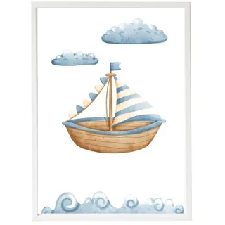 Crochetts Kinderbild mit maritimem Boot in Weiß – (B)33 x (H)43 x (T)3 cm | Gr.: onesize