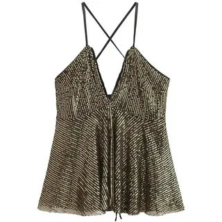 ZBJZUIMEI ZBJZUIMEIDamenweste Damen Tank Tops Casual Fashion V Hals Riemchen Pailletten Sparkle Schimmer Camisol Ärmeln Und Tanks Tops-schwarz-s