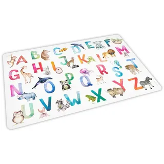 nikima Platzset Stabiles Vinyl Tischset - Tier ABC Aquarell Kinder Platzset abwaschbar, (1-St) bunt