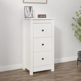 SDWEHO7 Kommode Modern Stil aus Holz, Anrichte mit 3 Schubladen, Schmaler Flurtisch Sideboard Schubladenschrank für Wohnzimmer, Flur, Weiß 40x35x80 cm Massivholz Kiefer