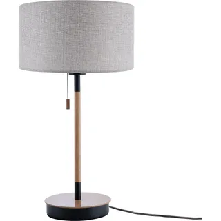 Tischlampe Nachttischlampe Schreibtischlampe Höhe 49 Cm Design Skandinavisch Grau (ø28 Cm), Tischleuchte Schwarz/holz - Paco Home