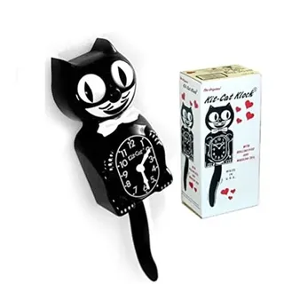 Hotrodspirit Wanduhr Katze Kit schwarz 33 cm Wanduhr Deko-Us