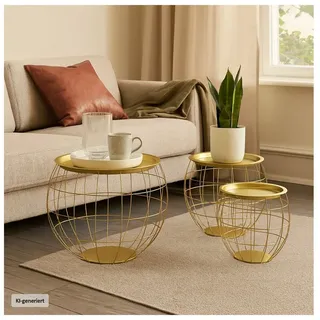 Hti-Living Tisch Set bauchig, 3-teilig Eisen
