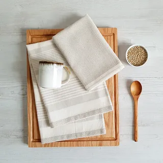 framsohn frottier Geschirrtuch FRAMSOHN FROTTIER "Modern Living Fischgrät", bunt (beige, braun, grau), B:50cm L:70cm, 100% Baumwolle, Geschirrtücher, Geschirrtuch, dichte Feinwebung, in Österreich hergestellt, 50x70 cm