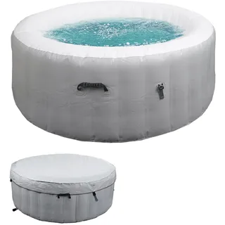 Mendler Whirlpool HWC-N97, Ersatz-Pool 4 Personen, In-/Outdoor aufblasbar PVC laminiert, rund Ø180cm - grau-weiß