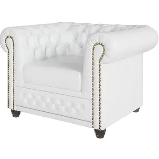 s-style möbel Chesterfield-Sessel Weiß, Echtholz,Birke, 1-Sitzer, Füllung: Silikon,Komfortschaum, 94x72x86 cm, Oeko-Tex®, Hergestellt in Europa, Wohnzimmer, Sessel, Chesterfield-Sessel