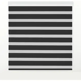 Zebra Textil SANSA Doppelrollo mit dekorativer Kassette, Schwarz, 145 x 175 cm