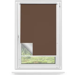 Rettika Verdunkelungsrollo ohne Bohren, für Fenster, Breite 90 cm, Höhe 120 cm, Braun Farbe, Klemmfix Montage, Jalousien Fenster, Fenster rollos für innen, Klemmrollo