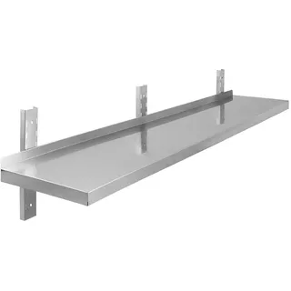 GastroHero Wandbord 200x40 cm, Edelstahl WB-BASIC204 | Aufkantung, Hohe Tragkraft, AISI 201, höhenverstellbarer Boden, Küche Gastronomie Wandregal, Edelstahlregal, Regal