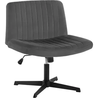 Woltu Bürostuhl ohne Armlehne, Drehstuhl, ergonomisch, höhenverstellbar, 360° drehbar, Polstersessel mit Schaukelfunktion, Samt, Dunkelgrau