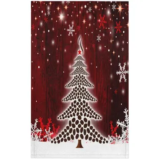 Baum mit Schneeflocke Küchentücher 2er Set Baum Weihnachten Küchenhandtuch Weich Saugfähig Trocknen Geschirrtuch für Zuhause Küche Catering Restaurant 45x72cm