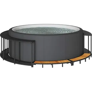 vidaXL Whirlpool-Umrandung Holztreppe schwarz