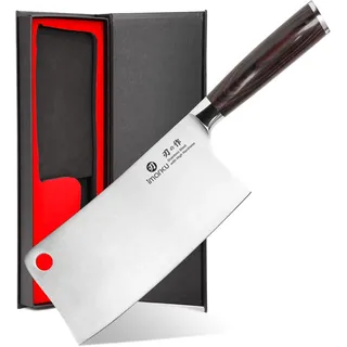 imarku Hackmesser 18 cm, Chinesisches Kochmesser aus 7Cr17Mov Edelstahl | Küchenbeil und Hackbeil Messer, Japanisches Hackmesser mit Pakkaholz-Griff, Edelstahl, Spülmaschinengeeignet