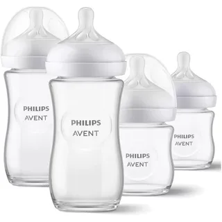 Philips Avent Glas-Flasche 4er Pack Natural Response & Weiß