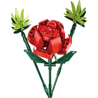 OSDUE Blumenstrauß Bausteine, 124 Teilige Künstliche Blumen Kunstpflanzen, DIY Bauspielzeugsets, Kreative Deko Geschenk für Muttertag, Valentinstag, Muttertagsgeschenk für Mama