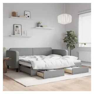 furnicato Bett Ausziehbares 2-in-1-Tagesbett Hellgrau 223x192,5x75 cm mit Stauraum (1-tlg), Gästebett mit zwei Schubladen aus Holz und Metall für das Schlafzimmer grau