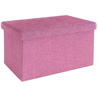 Intirilife Sitzbank 49x30x30 cm in KIRSCHBLÜTEN PINK - Sitzwürfel mit Stauraum und Deckel aus Stoff in Leinen Optik