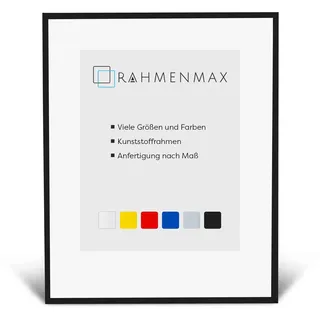 RahmenMax Texas Bilderrahmen Wunschformat kompletter Posterrahmen passend für Bild 69x96 cm Kunststoff Schwarz Hochglanz mit klarem Acrylglas 96x69 cm Hintergrund Weiss