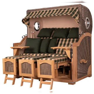 Mr. Deko Strandkorb Komplettset - bene living - Ammersee Grande XXL Teak - PE grau - Modell 506 - inkl. Liftersystem
