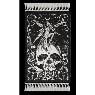 Figuren Shop GmbH Teppich Totenkopf Teppich – Gothic Elfen Motiv Forest Fairy Alchemy England, Höhe: 97 mm schwarz