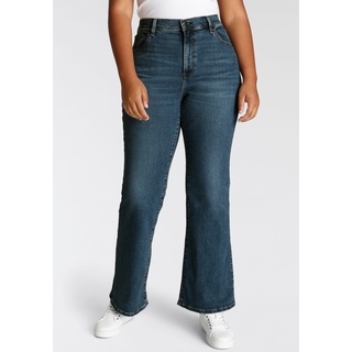 Bootcut-Jeans LEVI'S PLUS "726 PL HR FLARE" Gr. 18 (48), Länge 32, blau (blue wave mid) Damen Jeans Bootcut