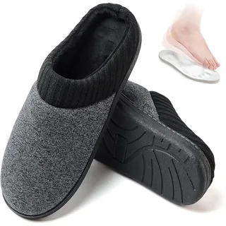 TTW Hausschuhe Herren Winter Männer Pantoffeln Komfortable Memory Foam für Drinnen & Draußen - 46/47 EU