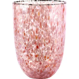FURNARO Dekovase (1 St), Geflecktes Glas in Rottönen, als Windlicht oder Vase nutzbar rot