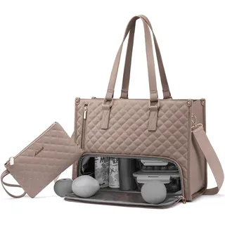 LOVEVOOK Laptoptasche Damen mit Isolierted Lunch-Fach, 15,6 Zoll Laptop Handtasche, Lehrertasche Arbeitstasche Aktentasche Groß, Wasserdicht Lunchtasche Tote Leder, Schultertasche für Schule Büro Uni