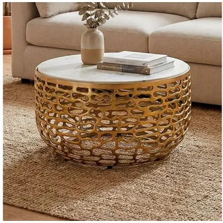 FineBuy Couchtisch Gold Marmor 60 x 35 cm
