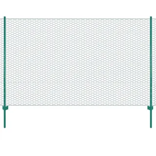 vidaXL Maschendrahtzaun mit Pfosten Stahl 25 x 2 m Grün