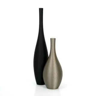 Designer Vasen-Set – Dekorative Blumenvasen aus Bio-Kunststoff (Schwarz & Kupfer)