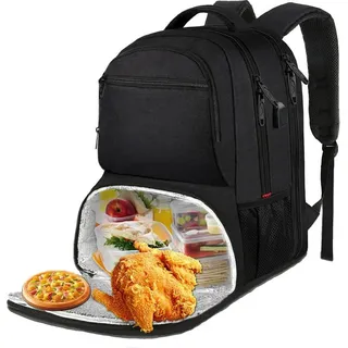 【Sommer-Kühltasche】 Lunch-Rucksack für Herren, 17 Zoll isolierter kühler Rucksack Lunchbox mit USB-Ladeanschluss, wasserabweisender Laptop-Rucksack Computer Meal Prep Rucksäcke Herren-Geschenke Arbeit Picknick College Reise